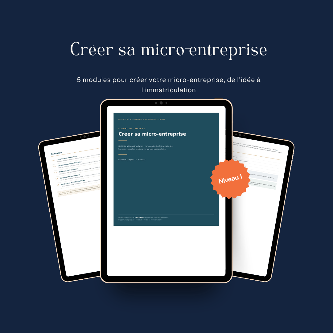 Pack Niveau 1 — Créer sa micro-entreprise (5 modules)