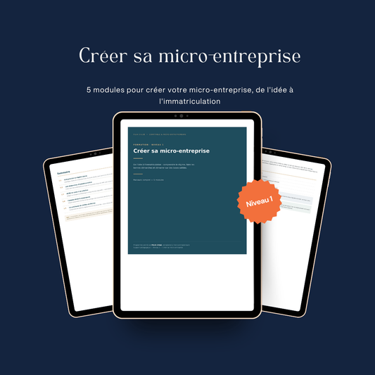 Pack Niveau 1 — Créer sa micro-entreprise (5 modules)
